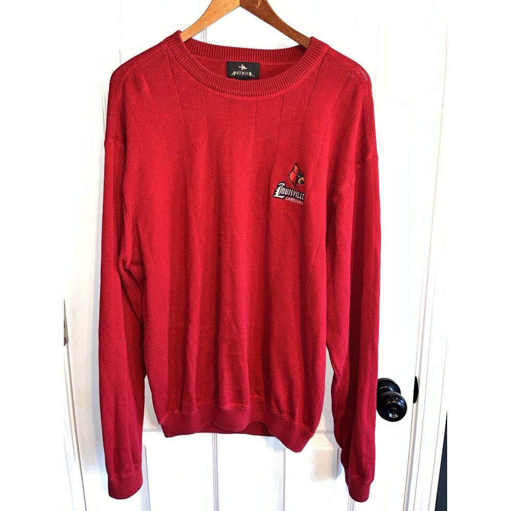Louisville Cardinals Red Sweater Cotton Polyester Mens L - Picture 2 of 7